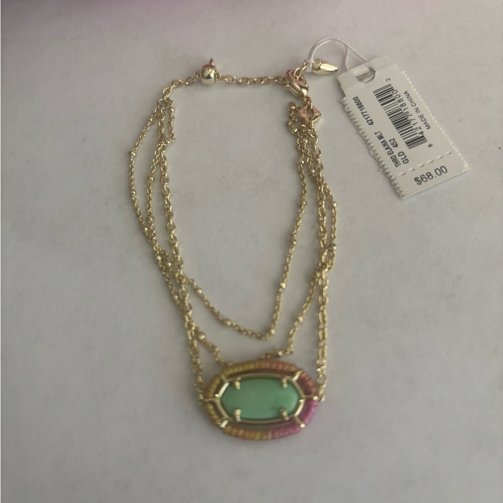 NWT Kendra Scott Threaded Elaina Gold Multi Strand Bracelet in Mint Magnesite. - Picture 3 of 6